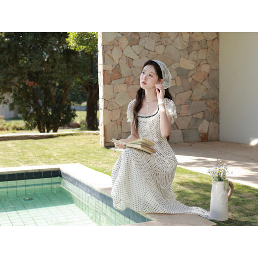 鹿向南【0417/20:00新品前1小时7折限量100件】方领杏色连衣裙女 商品图4