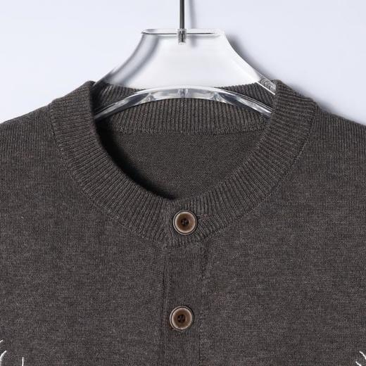 SDSA男装2026新款轻奢亨利领民族风刺绣针织短袖新中式通勤上衣 商品图1