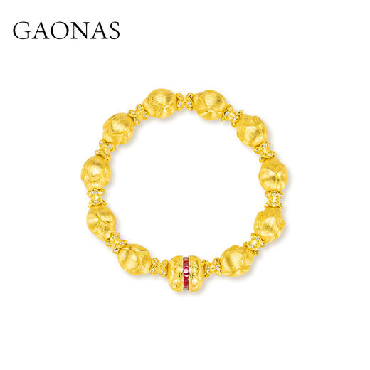 GAONAS 黄铜合成锆石手链 莲花宝相 贵气新中式金色手链11954SGO 商品图0