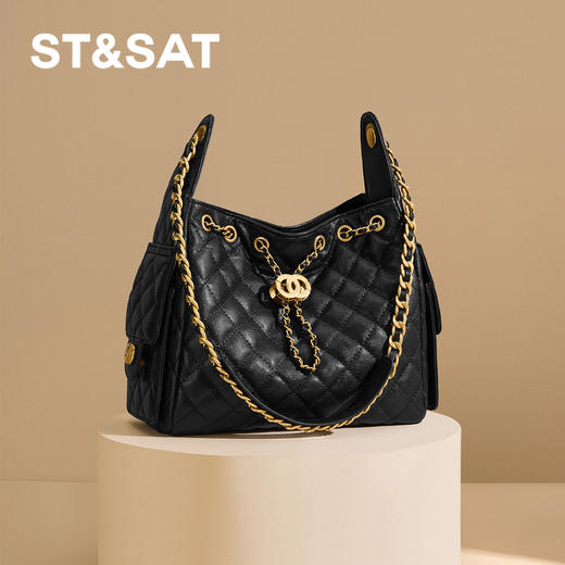 星期六时尚菱纹大容量百搭链条单肩包SSD521A0LG 商品图0