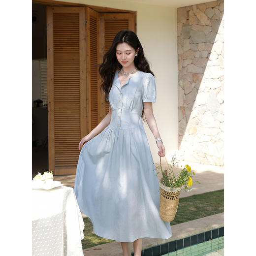 鹿向南【0417/20:00新品前1小时7折限量100件】法式蓝色连衣裙 商品图1