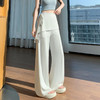 假两件蕾丝拼接屁帘阔腿裤女夏季高腰显瘦西装休闲直筒拖地裤   NDK-B2028 商品缩略图3