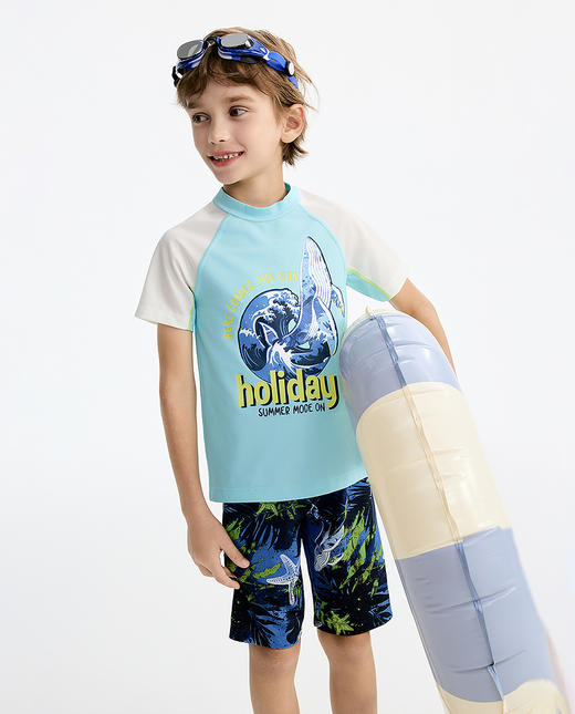 【店庆提前购】8楼爱慕儿童Aimer Kids男孩浪与鲸灵短袖泳衣AK267L491，吊牌价329元 商品图2