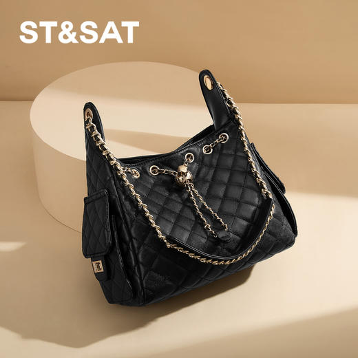 星期六时尚菱纹大容量百搭链条单肩包SSD521A0LG 商品图3