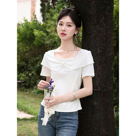 鹿向南【0417/20:00新品前1小时7折限量100件】设计感白色T恤女