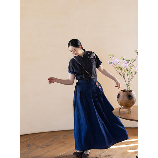 牧衣游原创重磅龟裂纹香云纱半身裙新款显瘦宽松百搭A字裙 四季说 商品图2