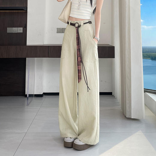 仿牛仔窄版阔腿裤2026春夏季新高腰垂感宽松遮肉显瘦小个子直筒长裤  NDK-L632 商品图3