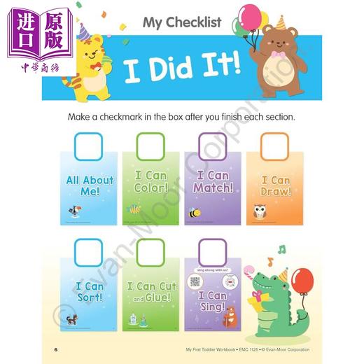 【中商原版】Evan Moor My First Toddler Workbook 我的第一本幼儿启蒙练习册 3岁+ 美国原版进口教辅evanmoor引导学习幼儿园 商品图1