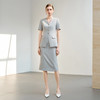IWY/羽灰色高级感职场短袖西装套裙女夏商务正式场合职业装酒店接待装6CS07 商品缩略图1
