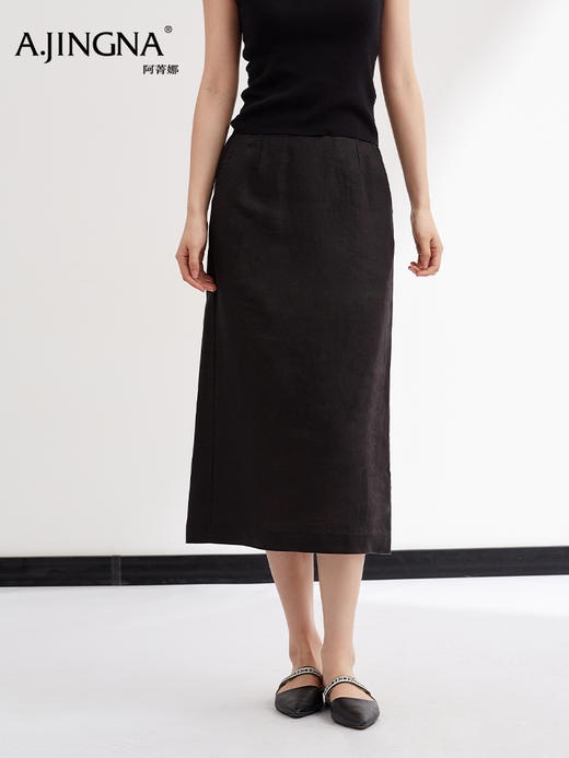 【清爽亚麻】阿菁娜春夏新款清爽亚麻半身裙天然材质吸湿排汗直筒微A遮胯显瘦F31X213001 商品图2