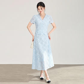 「高货wl」全新升级【铂金会员468/天猫629/差价161】(99335)洛诗琳2026轻奢法式水溶蕾丝上衣+高腰A字半身裙两件套