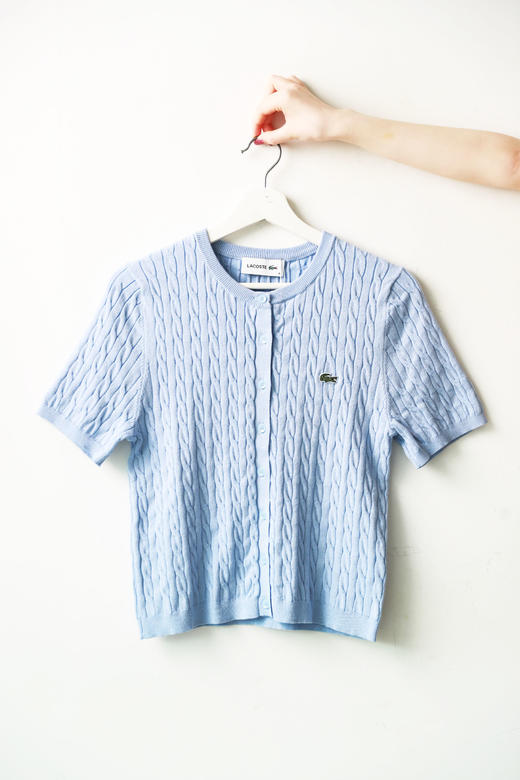 马卡龙配色，麻花针织衫。温柔绞花工艺小标刺绣短袖上衣E041466 商品图10