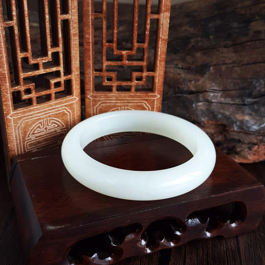 【天然正品】天然青海料细腻一级白油润度佳58号和田玉手镯58号020425AH34 商品图5
