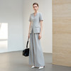 IWY/羽灰色夏季短袖西装套装女高级感职业装通勤阔腿裤正式场合工作服6CP07 商品缩略图2