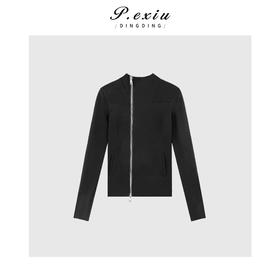 04-3潘依绣丁丁宠粉极简设计立领双拉链休闲长袖外套 W-61931