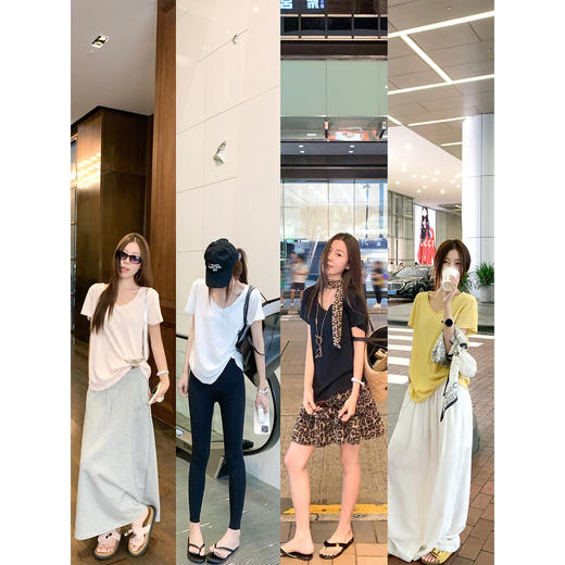 <曾小咸推荐>【4/16/4/17一件88折拍2件8折】软糯V领宽松短袖T恤【预售7-15天发货】 商品图1