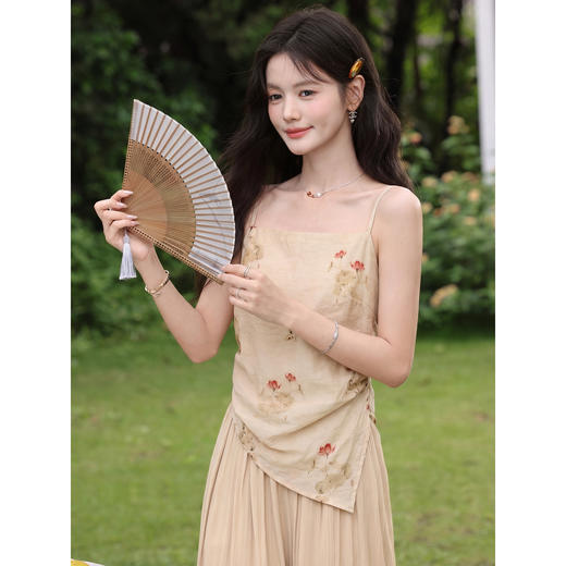 鹿向南【0417/20:00新品前1小时7折限量100件】国风气质杏色背心 商品图2