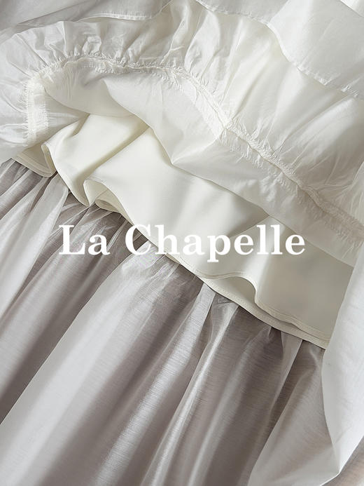 专柜实拍【夏日茶歇裙】拉夏贝尔/La Chapelle蕾丝V领拼接钉珠短袖连衣裙法式气质短袖中长裙 商品图6