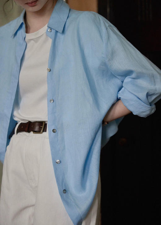 叶未语·秋波蓝棉衬衫 | 奶里奶气的蓝色，干净清爽好搭配，夏日绝美衬衫 商品图9
