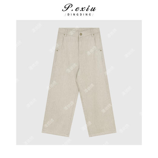 04-3潘依绣丁丁宠粉亚麻肌理感水洗直筒阔腿牛仔裤 D6789 商品图1