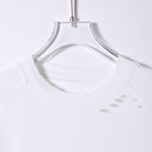 SDSA男装2026新款高贵轻奢美式潮牌纯色破洞设计圆领短袖T恤百搭 商品图2