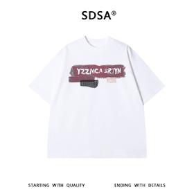SDSA男装2026新款做旧涂鸦字母印花宽松短袖T恤美式复古休闲上衣