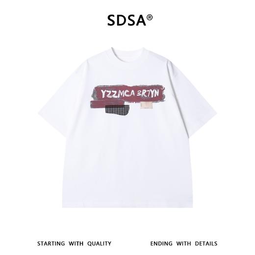 SDSA男装2026新款做旧涂鸦字母印花宽松短袖T恤美式复古休闲上衣 商品图0