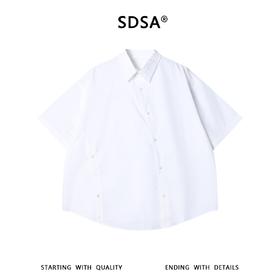 SDSA男装2026新款高贵轻奢日系简约斜纽扣小众设计短袖衬衫百搭