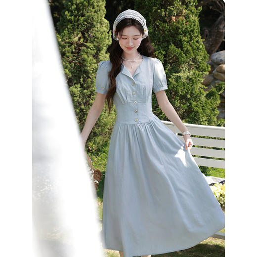 鹿向南【0417/20:00新品前1小时7折限量100件】法式蓝色连衣裙 商品图0