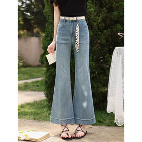 鹿向南【0417/20:00新品前1小时7折限量100件】微喇蓝色牛仔裤女