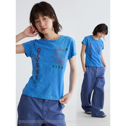 CryingCenter给我五!数字复古字母印花tee正肩竹节棉短袖哭喊中心 商品图1