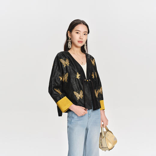 凯喜雅 V领香云纱外套（3天发货） 商品图1