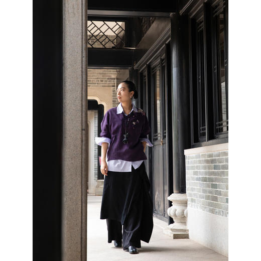 牧衣游原创 22姆米重磅手工刺绣龟裂纹香云纱小衫禅意复古 云然 商品图2