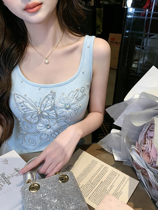 张心子【超百搭】法式重工精致刺绣吊带背心女夏装外穿内搭 U2604015 商品图1