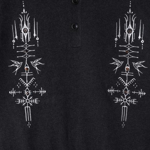 SDSA男装2026新款轻奢亨利领民族风刺绣针织短袖新中式通勤上衣 商品图3