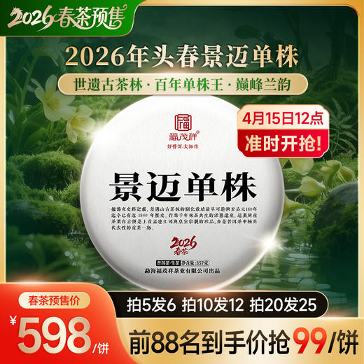 2026年头春景迈单株300年原生古茶树 世遗古茶林百年单株巅峰兰韵 357克/饼 商品图0
