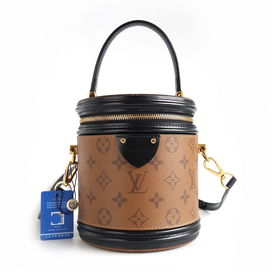 【95新】LV路易威登M43986老花CANNES发财桶包手提单肩包女士130426AK18