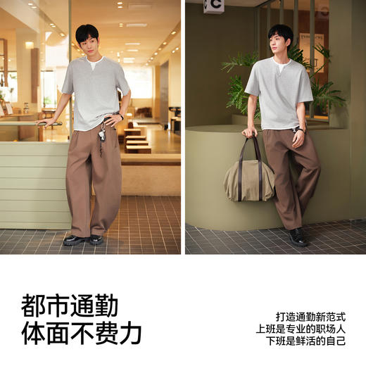 森马短袖T恤男夏季假两件拼接套头领口2026新款肌理舒适百搭上衣 商品图4