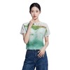 「自」全新升级【铂金会员183/天猫249/差价66】(12151)洛诗琳气质晕染印花T恤女2026新款显瘦时尚圆领褶皱短袖上衣 商品缩略图3