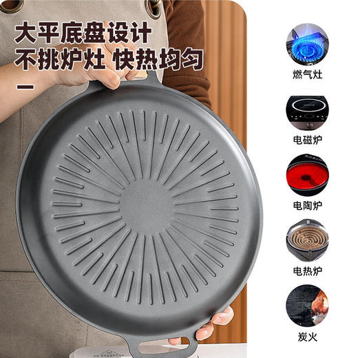 【麦饭石不粘涂层,户外轻松清洗】麦饭石烤肉盘家用不粘锅铁板烧韩式烤肉锅电磁炉卡式炉户外烤盘.TA 商品图3