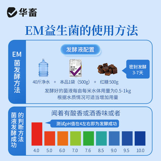 华畜EM益生菌浓缩粉500g 调节水质祛除油膜 复合菌种产气更强 商品图3