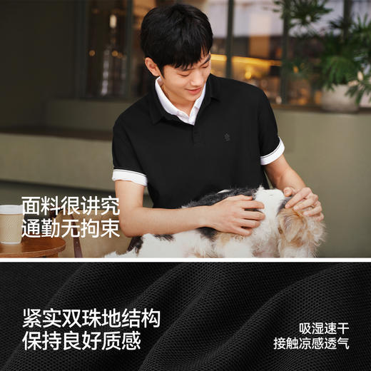 森马POLO衫男夏季挺括柔韧翻领上衣2026新款简约印花速干凉感衬衣 商品图3