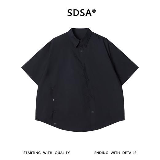 SDSA男装2026新款高贵轻奢日系简约斜纽扣小众设计短袖衬衫百搭 商品图1