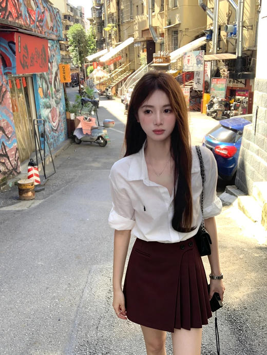 天猫同步【减龄百褶裙】拉夏贝尔/La Chapelle气质高腰A字短裙~设计感显瘦遮胯百褶裙 商品图2