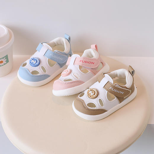 【包头防撞！机能护足】新款软底宝宝凉鞋机能鞋1-3岁防滑包头男女童透气皮面学步鞋。xb 商品图1