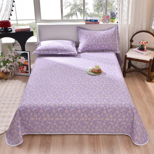 浪莎 家纺花边老粗布印花床单3件套 凉爽透气 亲肤老粗布 8款花色可选 商品图3