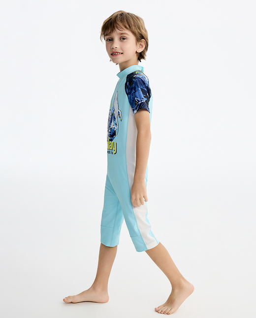 【店庆提前购】8楼爱慕儿童Aimer Kids男孩浪与鲸灵短袖五分裤连体泳衣2件套AK267L493，吊牌价620元 商品图3