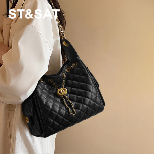 星期六时尚菱纹大容量百搭链条单肩包SSD521A0LG 商品图4