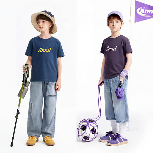男女童圆领短袖针织衫夏季新款安奈儿童装EM621825 商品图3