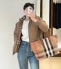 BBR经典条纹格设计黄麻帆布大托特包 商品缩略图1